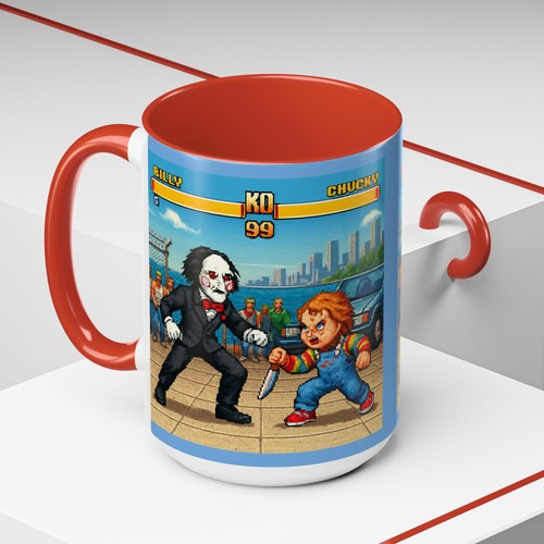 Billy V Chucky Street Fighter 2 Coffee Mug Cup Saw Child's Play Halloween Horror - Picture 25 of 79