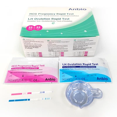 ANBIO 55 Ovulation test 25 miu/ml (LH) + 25 Early pregnancy test Strip 10 miu/ml (HCG)