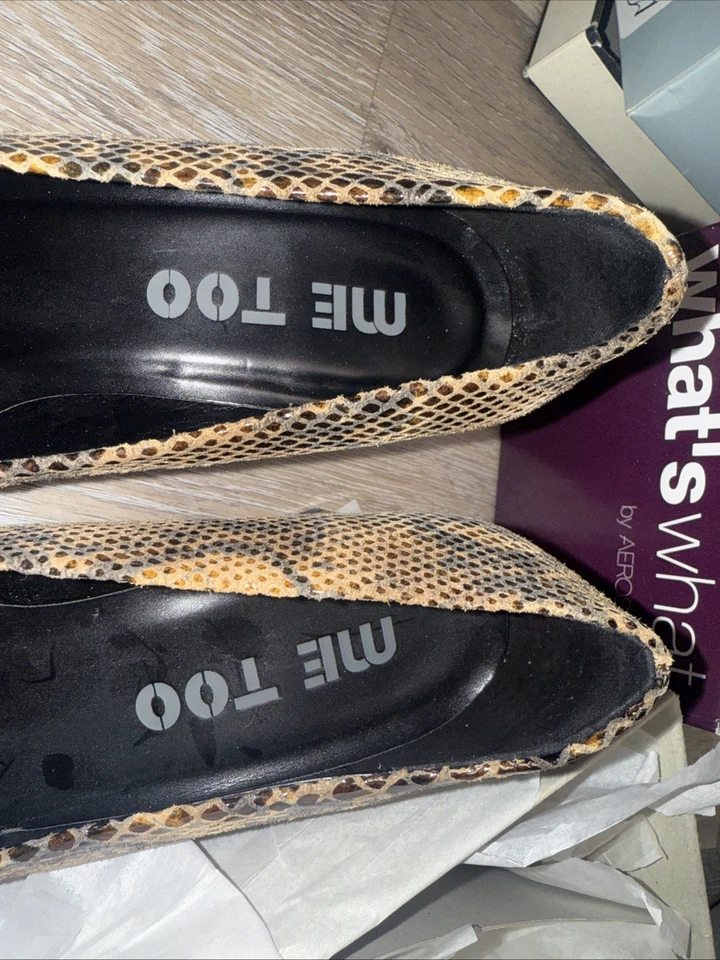 Me Too Tacón Cuadrado Tonos Marrón Talla 9.0M Cuero Sin Cordones Puntera Cuadrada con Caja Foto 4 de 4