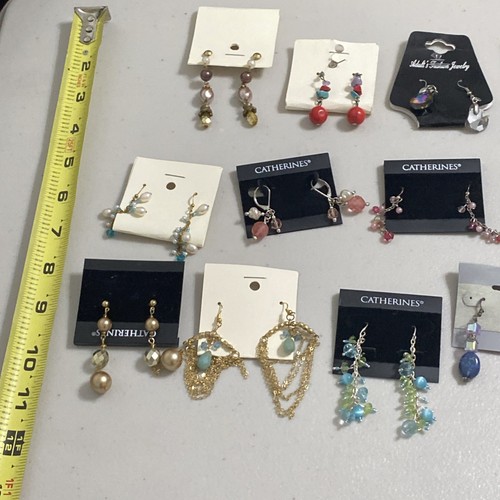 Assorted 15 PAIR Lot Gold/Silver Tone dangle Pierced earrings Costume NWT - Picture 9 of 9
