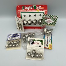 Vintage Lot Christmas Jingle Bells On Cards Craft Silver Assorted Styles
