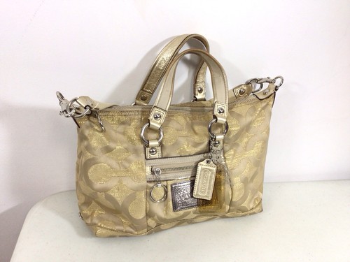 Coach Poppy Gold Satchel Bag Crossbody Strap - Picture 9 of 11