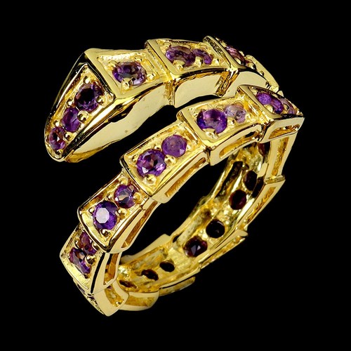 925 Sterling Silber Ring Rund Amethyst Natur Edelstein Schmuck Größe 9 - Bild 2 von 14