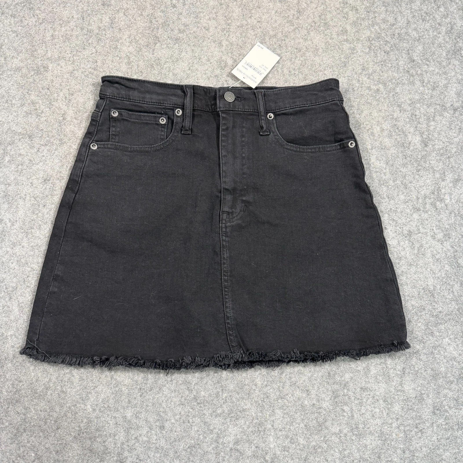 NWT Madewell Black Wash Rigid Denim Cut-Off Jean Mini Skirt Women's Size 27