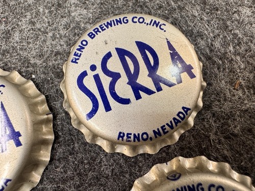 SIERRA BEER Reno Brewing Company Vintage UNUSED Bottle Cap Lot 6 Cork Back Caps - Picture 5 of 9