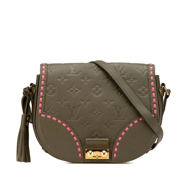 Louis Vuitton Bag Empreinte Pink Green Shoulder Khaki Leather Juno