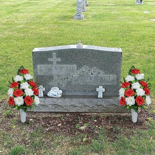 XONOR Artificial Cemetery Flowers, Memorial Rose Flowers Grave Decoration - Picture 5 of 7