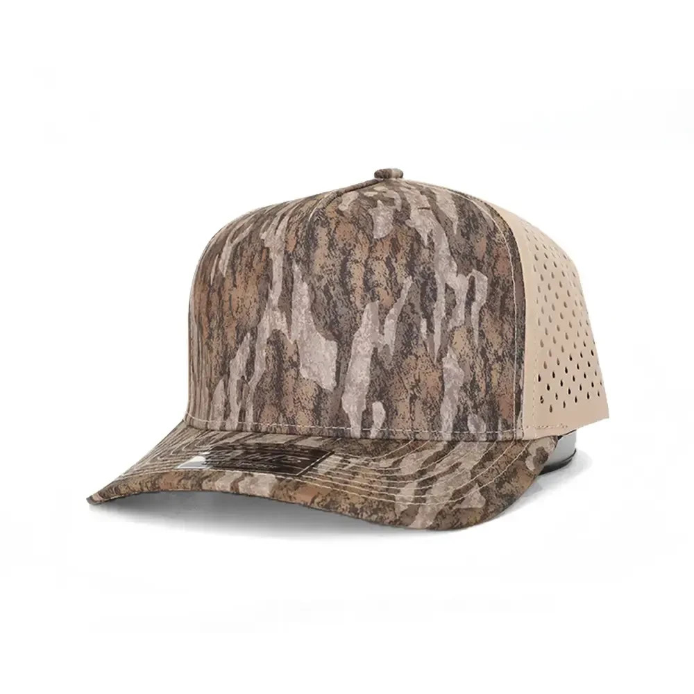 5 Panel Mossy Oak Bottomland Camo Waterproof Dryfit Snapback Performance Hat