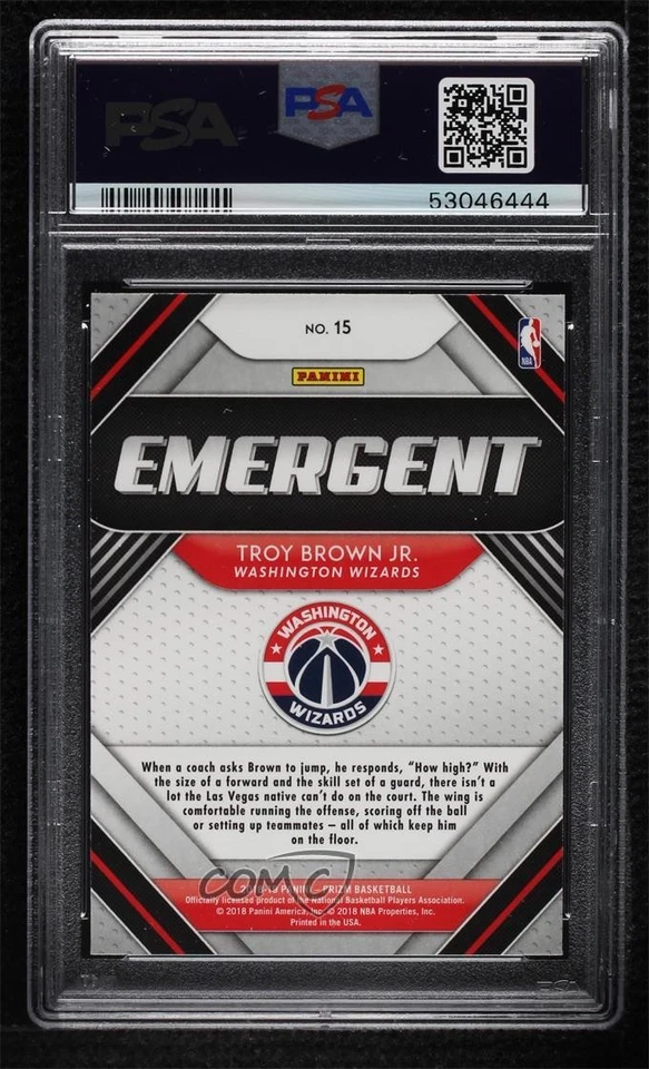 2018-19 Panini Prizm Emergent Troy Brown Jr #15 PSA 10 GEM MT Rookie RC - Image 2 of 2
