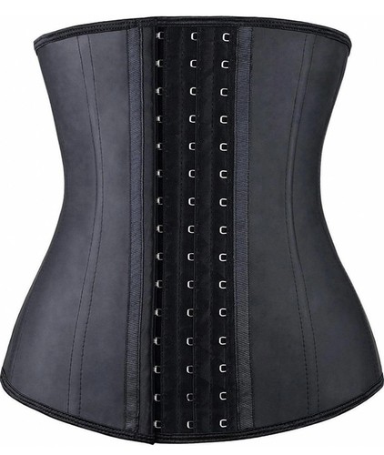 Yianna NWT Black Classic Latex Waist Trainer 9 Steel Bones 3 Row Hooks Size S, M