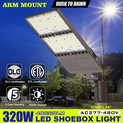 320W 277-480V LED Parking Lot Light Commercial Outdoor Shoebox Street Pole Lamp