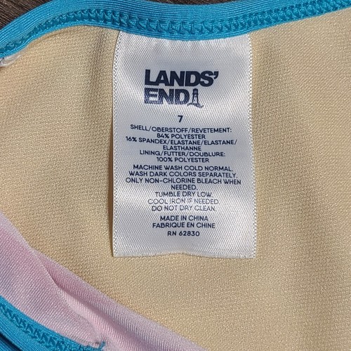 Lands End 2 Piece Bikini Top & Rash-guard Swim Set; Girls Size 7 Red White Blue - Picture 4 of 10