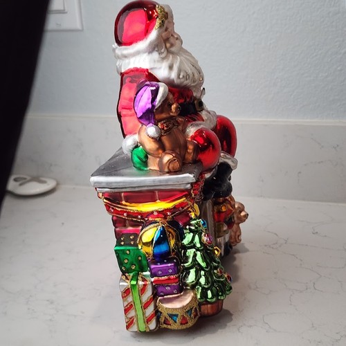 Carlton Cards Santa on Fireplace Glass Christmas Figurine 9" Holiday Decor - Picture 7 of 11