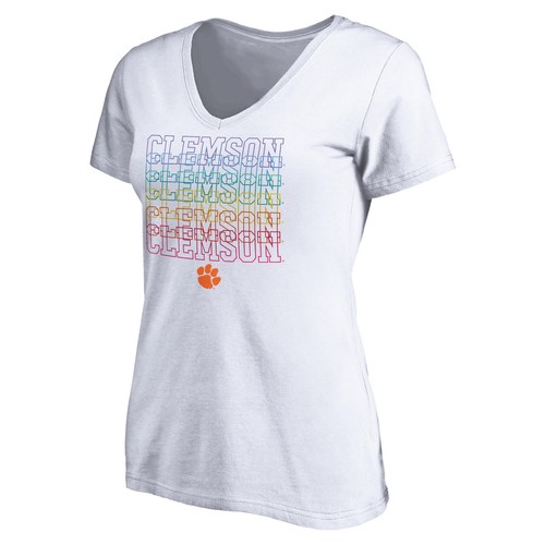 Women's White Clemson Tigers City Pride V-Neck T-Shirt - 第 2/3 張圖片