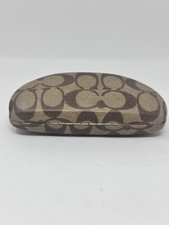 Coach Signature Tan Brown Hard Clam Shell Eye Glasses Sunglasses Case Clamshell