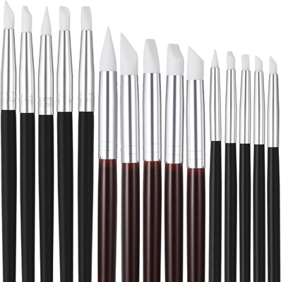 15 Pack Silicone Paint Brushes for Crafts 5 Shapes Head Professional