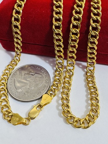 Genuine 22K 916 Saudi Dubai Gold Cuban Chain Necklace 18.5/18” Inch 5mm 11.9g - Picture 22 of 24