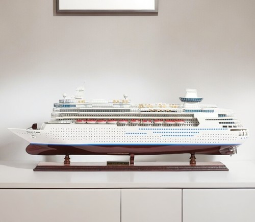 13" Brown and White Majesty of the Seas Boat Hand Painted Decorative Boat - Picture 2 of 9