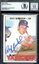 Ray Barker Gem Mint 10 Beckett BAS Signed 1967 Topps Autograph