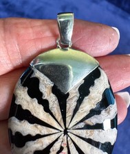Artisan Sterling Silver Black White Shell Pen...