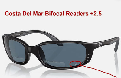 Costa Del Mar Brine Readers Sunglasses Matte Black Gray Plastic +2.50 w/case