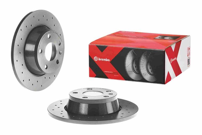 2x Brake Discs Pair Rear Solid Drilled 286mm 08.9769.1X Brembo Xtra 8J0615601 - Image 12