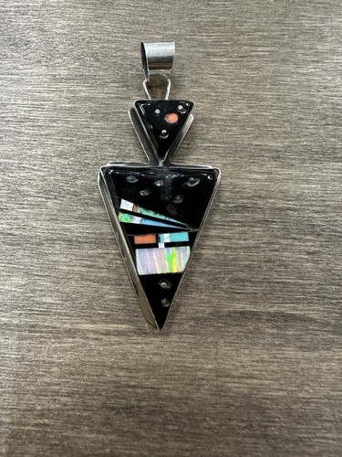 Navajo Native Handmade Multistone Inlay Pendant Night Sky By Gilbert Smith Sale - Picture 3 of 13