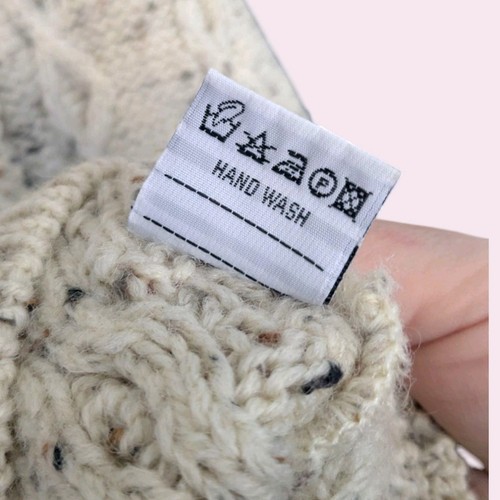 Eichel reine Wolle Fleck Aran Fischer Strick bestickt Schaf Pullover XL - Bild 7 von 12