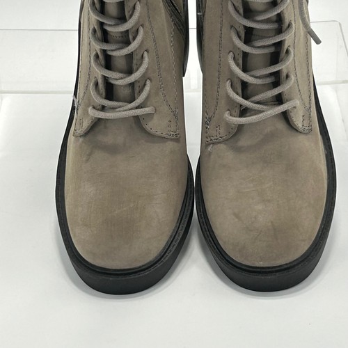 Mia Größe 10 taupe Wildleder Schnürstiefel seitlicher Reißverschluss klobiger Absatz Kampfstiefel Galit NEU - Bild 9 von 14