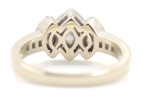 1/2 ct Marquise and Round Diamond Halo Past Present & Future 14K Engagement Ring - Picture 14 of 24