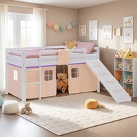 Hochbett Kinderbett 90X200 Weiß Rutsche Vorhang Matratze Lattenrost Homestyle4u