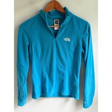 The North Face Womens TKA 100 Fleece Quarter Zip Pullover Turquoise Blue Small