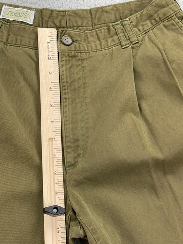 Corbin Threads Khaki Pants Mens 33 Olive Green Pleated Cuffed USA Made Vintage - Picture 5 of 17