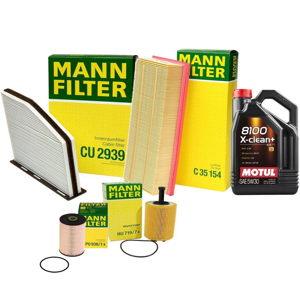 5L Motul 8100 X-CLEAN+ 5W30 Mann Oil Filter Service Kit For Jetta 2.0 TDI CJAA