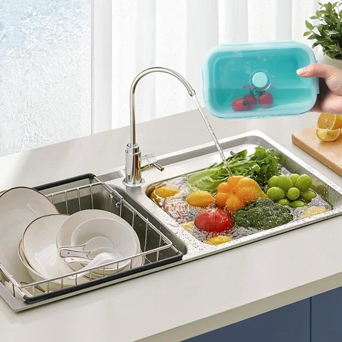 4er Set Faltbare Frischhalteboxen Silikon-Faltschalen mit luftdichten Deckel - Bild 19 von 27