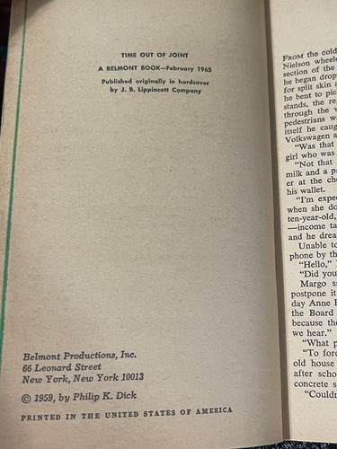 PHILIP K DICK Time Out of Joint 1965 vntg pb Dystopian sci-fi alternate reality - Picture 4 of 14