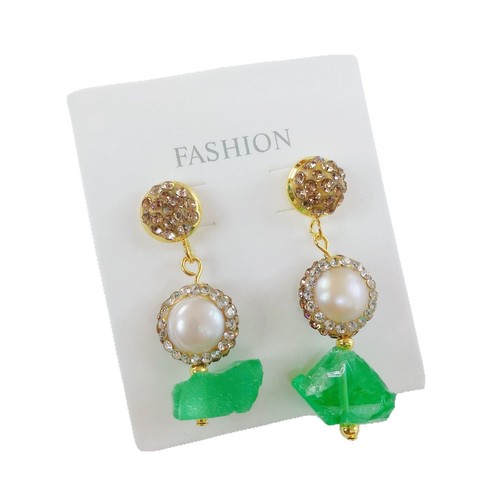 Natural Freshwater Pearl Crystal Drop Dangle Earrings for Women Wedding Jewelry - Picture 9 of 39