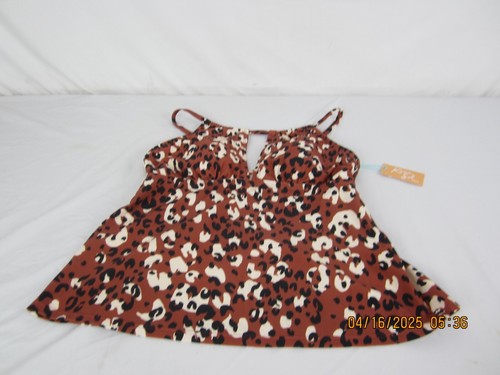 Kona Sol braun Leopardenmuster hochgeschlossen Schlüsselloch Tankini Schwimmen Top Gr. L - Bild 11 von 15
