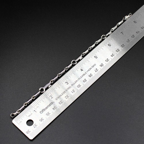 Brazalete tobillera de oro blanco macizo con cierre de llave de diamantes de 8" para dama real 7,7 g - Imagen 15 de 20