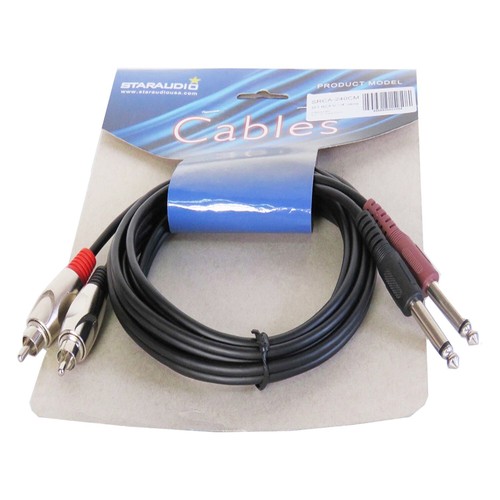 4Pcs 8ft 2-1/4in (6.3mm) Mono Male PA Audio Cable to 2-RCA Male Mixer DJs Cables - Picture 9 of 15