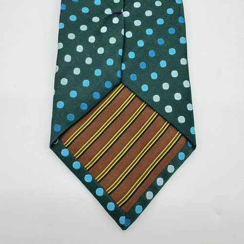 BCBG Attitude Necktie Green Microdots Polka Dots Mens 100% Silk Tie - Picture 5 of 7