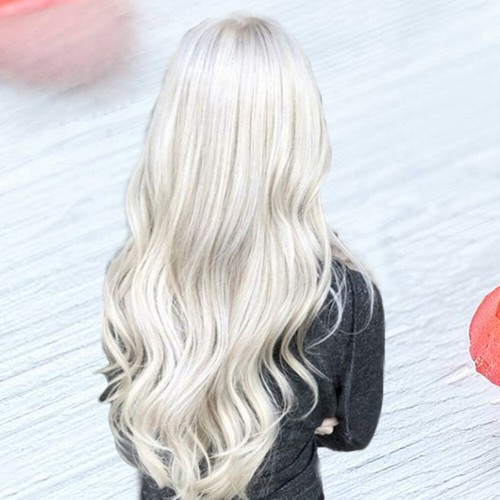 Weiße Lange Lockige Perücke Cosplay -Perücke Kurvige vendre Damen Fräulein