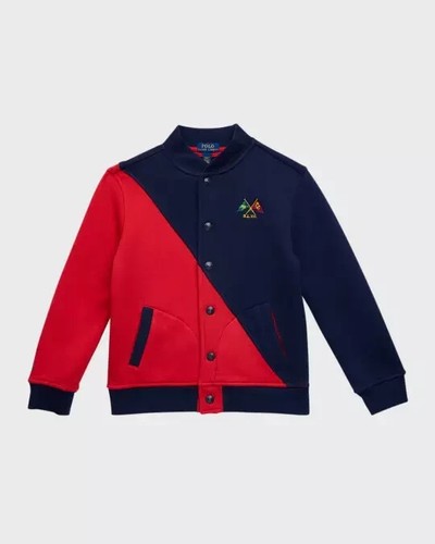 Polo Ralph Lauren Nautical-Flag Fleece Baseball Jacket Size 7 $135 - Picture 1 of 5
