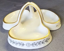 RS Germany Handled 3 Section Divided Floral Candy Nuts Serving Dish 1926