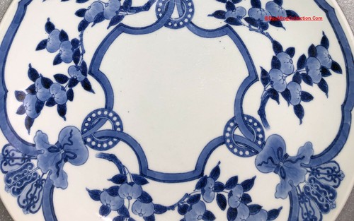 32cmD Japanese 17thC Edo Genroku Nabeshima Blue White Porcelain Shaku-Zara Dish - Picture 5 of 12