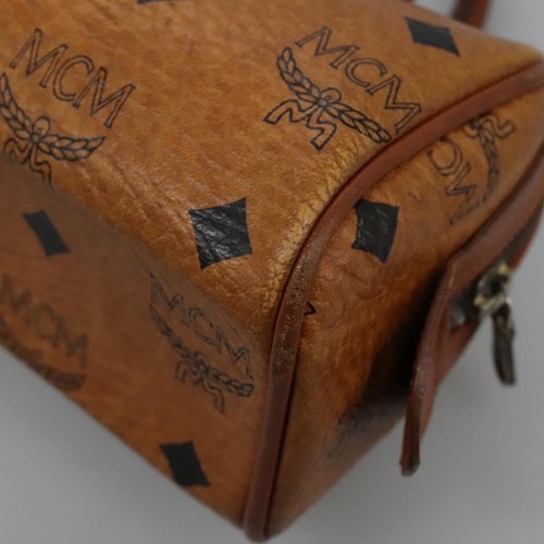 Auténtico bolso de mano MCM Logograma Vicetos PVC cuero 2 vías marrón dorado BA1440 - Imagen 13 de 21