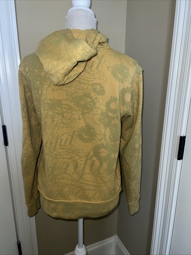 Women’s Sinful Grunge Zip Up Hoodie Size M Floral Boho Yellow Green - Picture 8 of 12