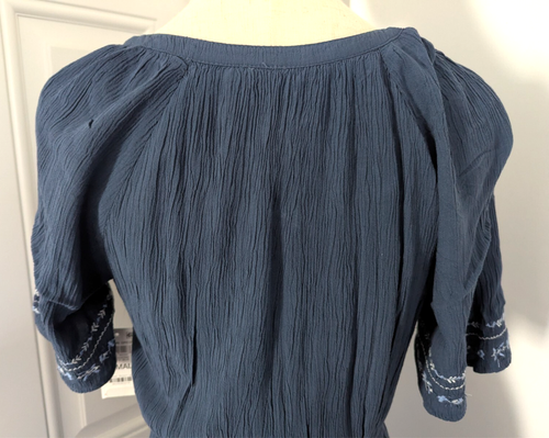 Style & Co Midi Bauernkleid mit Schlitzausschnitt Boho Landhaus Kern bestickt XS Neu mit Etikett - Bild 9 von 22
