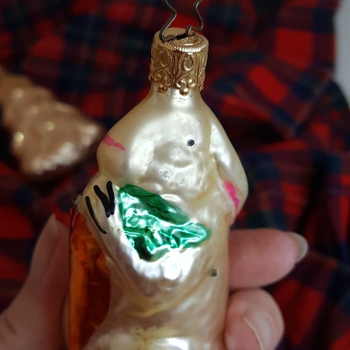 Rabbit Bunny & Pine Hoiday Christmas Tree Glass West German Ornaments Marked - Picture 6 of 24