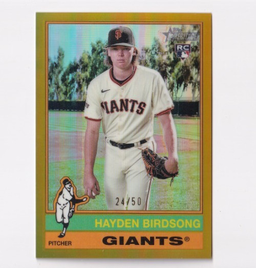 Hayden Birdsong 2025 TOPPS HERITAGE ROOKIE CHROME GOLD REFRACTOR /50 GIANTS